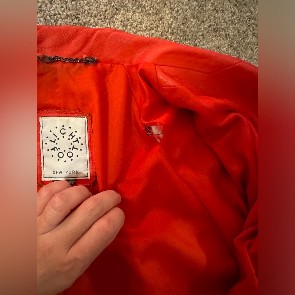 Women's Red Leather Vintage Jacket - Picture 14 of 14